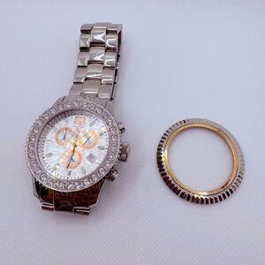 Marc Echo E18500G1 Watch Quartz Stainless Crystal Bezel & Metal Bezel Size 8